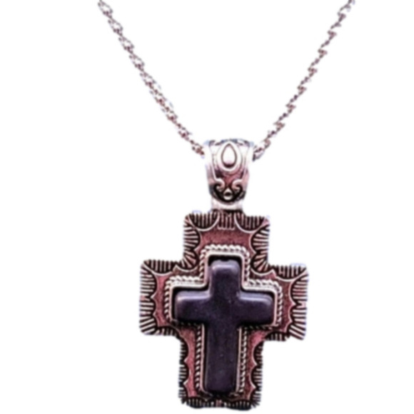 Black Cross โ๏ธ Necklace Pendant with Extender NWTags Easter ๐ ๐ Gift - Picture 2 of 4